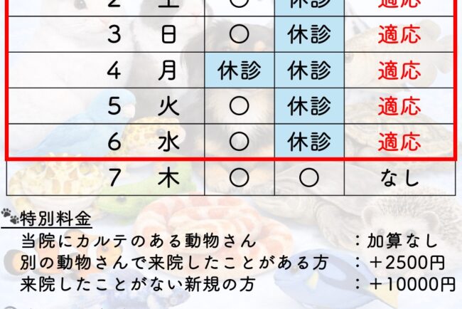 ゴールデンウィーク期間の診療対応について